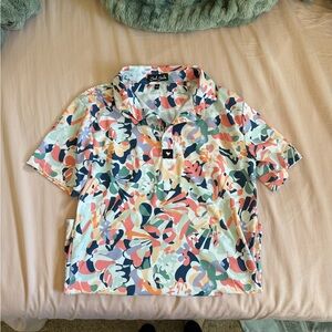 Bad Birdie Multicolor Abstract Print Kids Polo - Coral, Navy, Mint, Peach